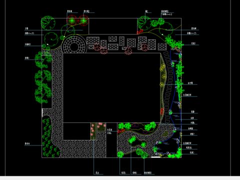  别墅庭院景观绿化设计cad施工图 
