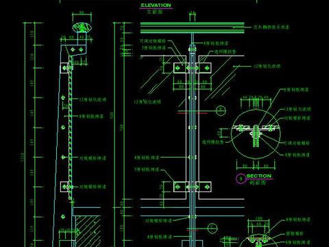  玻璃栏杆CAD节点大样 