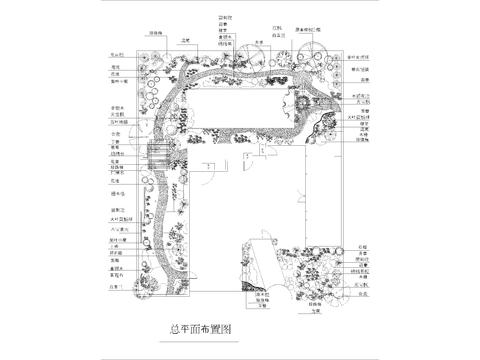  别墅庭院cad平面图 