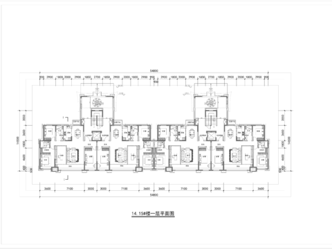  153平洋房户型cad平面图 