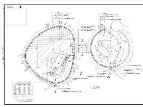  特色造型镜面水池细部节点大样 