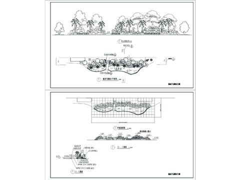  飞泉叠瀑CAD节点大样 