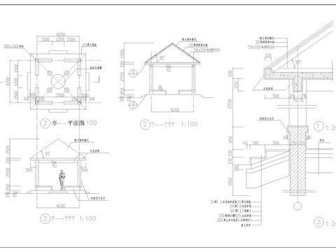  亭子设计CAD节点大样 