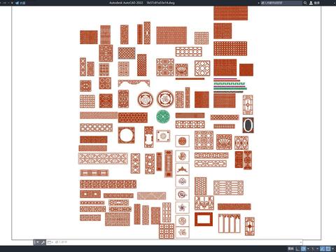  木质花格图库 中式雕花素材cad图库 