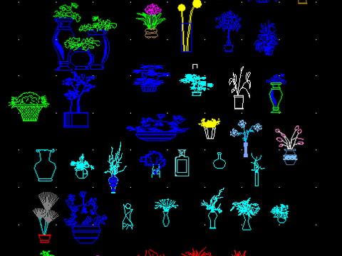  室內(nèi)綠化飾品陳設(shè)植物CAD圖庫 