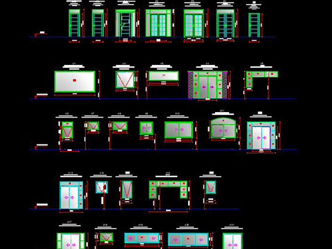  彩铝合金门窗节点大样 