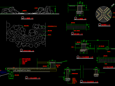  码头 钓鱼台 石阵挡土墙CAD施工图 
