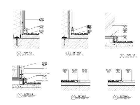  地毯与踢脚地毯与石材收口大样图 