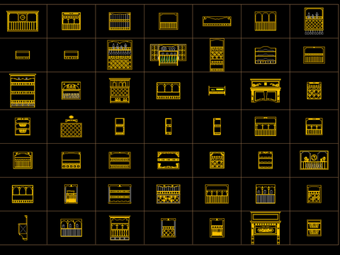  欧式开放柜cad合集 