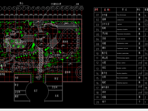  别墅花园cad平面图 