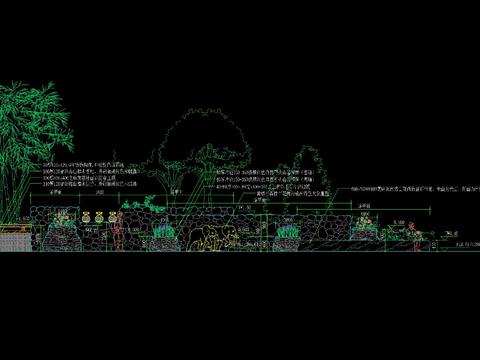  新中式毛石景墙CAD施工图 