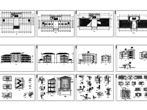  培訓(xùn)貿(mào)易中心的主體建筑局部地4層cad施工圖 