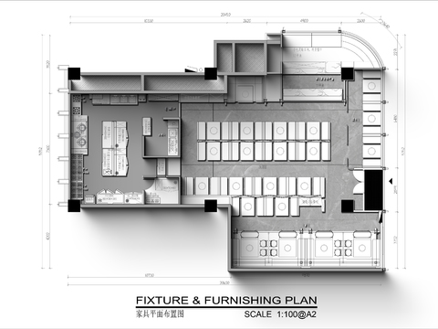  260㎡现代火锅店cad平面图 