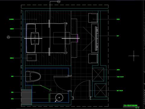  酒店客房 酒店大床房 客房 大床房 宿舍 公寓cad施工图 