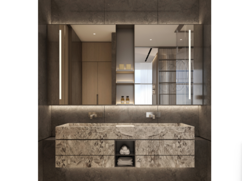  卫生间洗手台镜柜节点大样图 