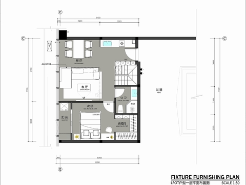  LOFT復(fù)式結(jié)構(gòu)平面方案及PSD文件cad施工圖 