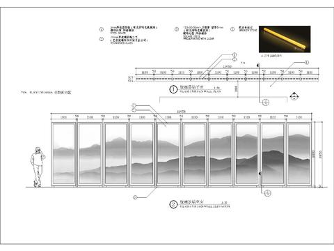  玻璃景墙细部CAD节点大样 