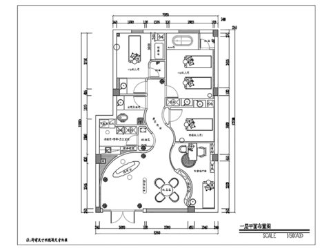  美容院平面方案cad施工圖 