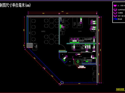  奶茶店cad施工圖 