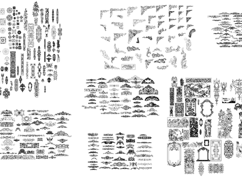  法式雕花构件CAD图库 