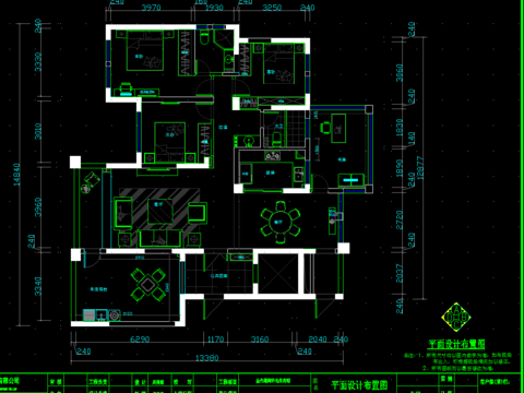  金色港湾现代餐客厅CAD施工图 