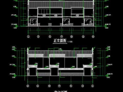  徽派商業(yè)街cad施工圖 