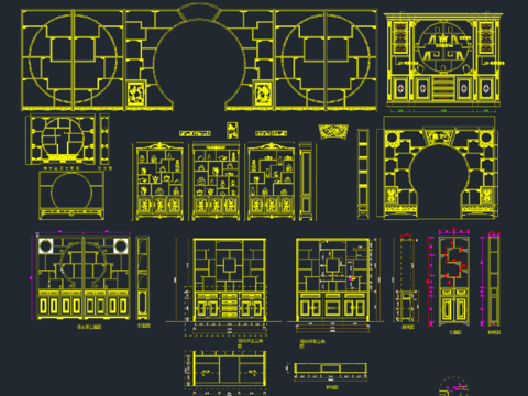  最新博古架博古柜CAD图库 