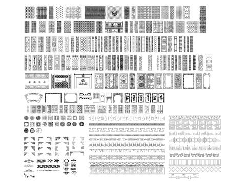  中式木雕花平面cad图库 