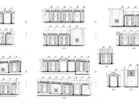  新中式连廊cad图库 