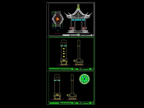  景亭石碑cad图库 