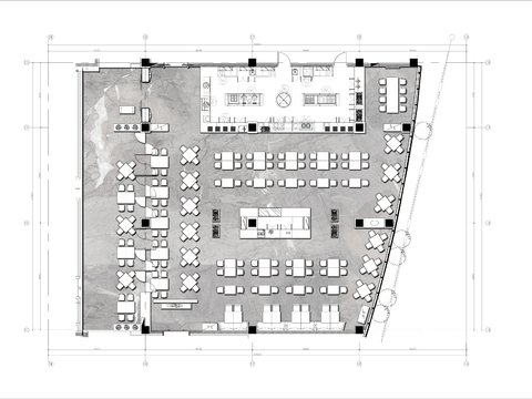  600㎡全日餐厅cad平面图 