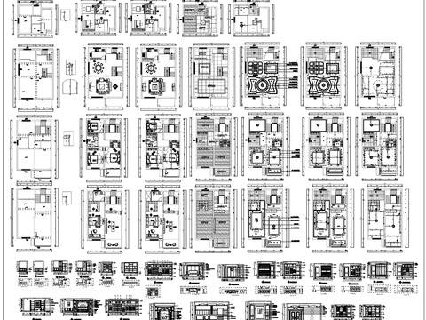  別墅全套詳細(xì)平立面CAD施工圖 