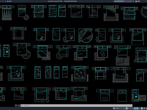  卧室床立面CAD图库 