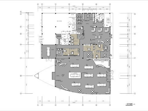  两层汽车4S店cad平面图 