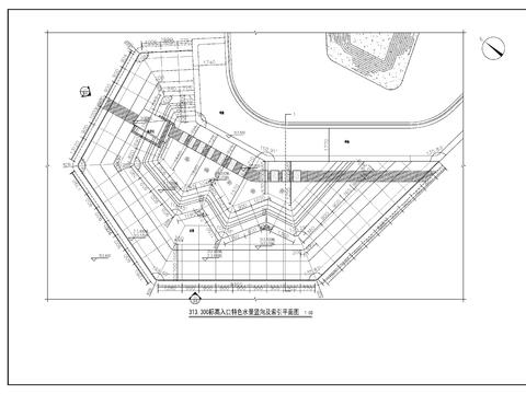  现代入口logo水景cad大样图 