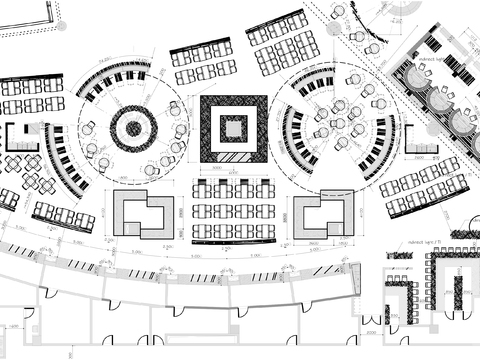  美食街美食广场平面设计cad施工图 