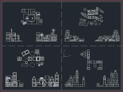 儿童玩具积木乐高cad图库 