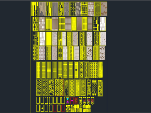  屏风花格镂空隔断cad图库 