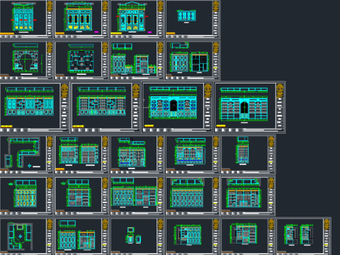  整木定制中式酒柜衣柜cad图库 