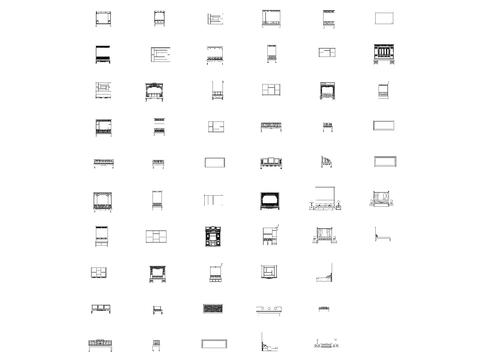  CAD床类 中式花纹床 床头柜 斗柜cad图库 