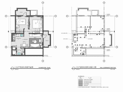  三套家裝公寓樣板間cad施工圖 