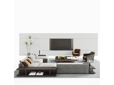  Poliform组合沙发 电视背景3d模型 