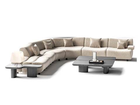  poliform 竹节沙发 弧形沙发 大空间沙发 沙发茶几组3d模型 