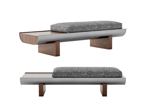  Minotti原木长凳 床尾凳 沙发长凳 木凳3d模型 