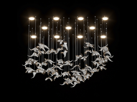  Cloyd 水晶羽毛装饰吊灯3d模型 