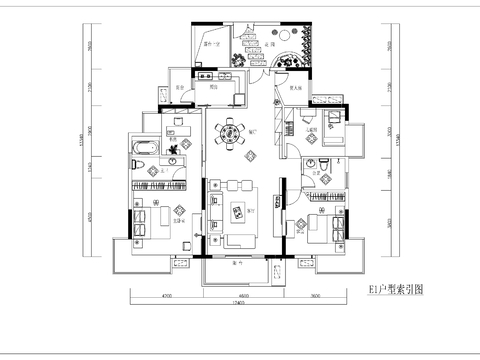  户型样板房装饰工程cad施工图 