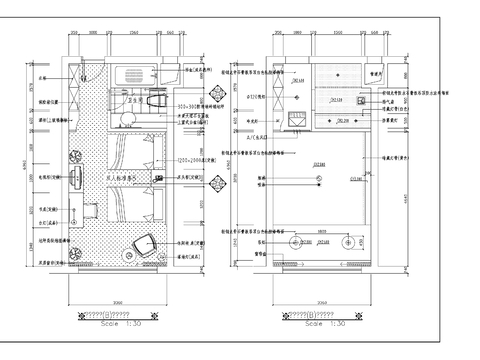  酒店双人标房装修详图cad施工图 