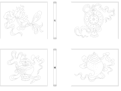  中式风格花纹图案 图块CAD施工图 