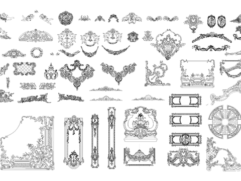  法式雕花cad图库 