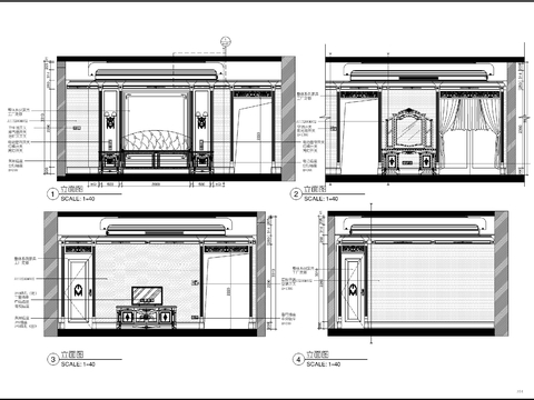  欧式主卧立面图CAD施工图 
